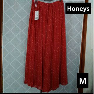 ハニーズ(HONEYS)の【未使用】Honeys　ハニーズ　プリーツロングスカート　Mサイズ　オレンジ系(ロングスカート)