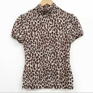 ハロッズ(Harrods)の美品 レオパード柄 ヒョウ柄 ウール カシミヤ ニット ハイネック パフスリーブ(ニット/セーター)