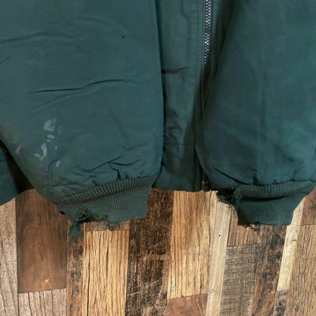 グリーン メンズ 2XL ナイロン ブルゾン 古着 90s 長袖 ジャケット メンズのジャケット/アウター(ナイロンジャケット)の商品写真