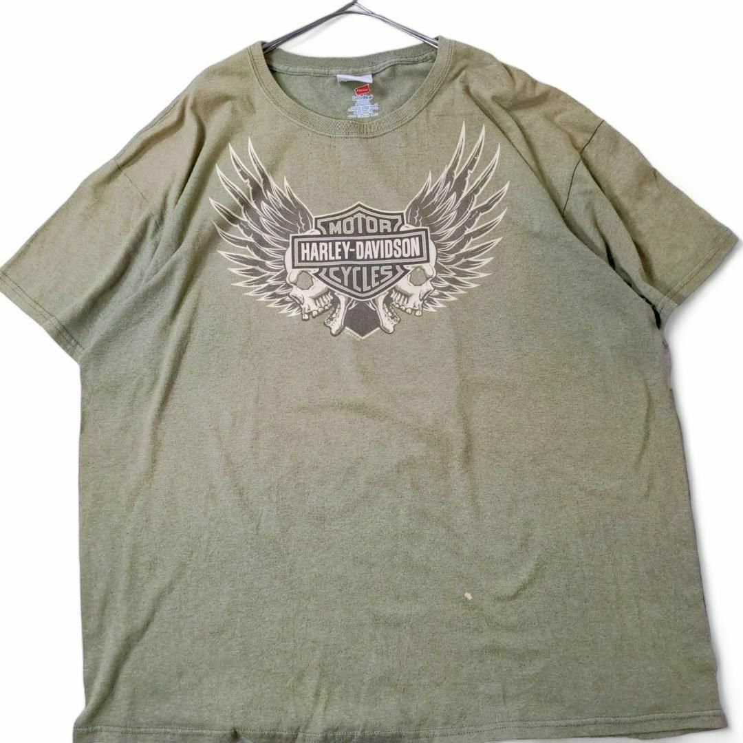 Harley Davidson(ハーレーダビッドソン)のハーレーダビッドソン レア 00s Tシャツ 両面 ビッグプリント スカルロゴ メンズのトップス(Tシャツ/カットソー(七分/長袖))の商品写真