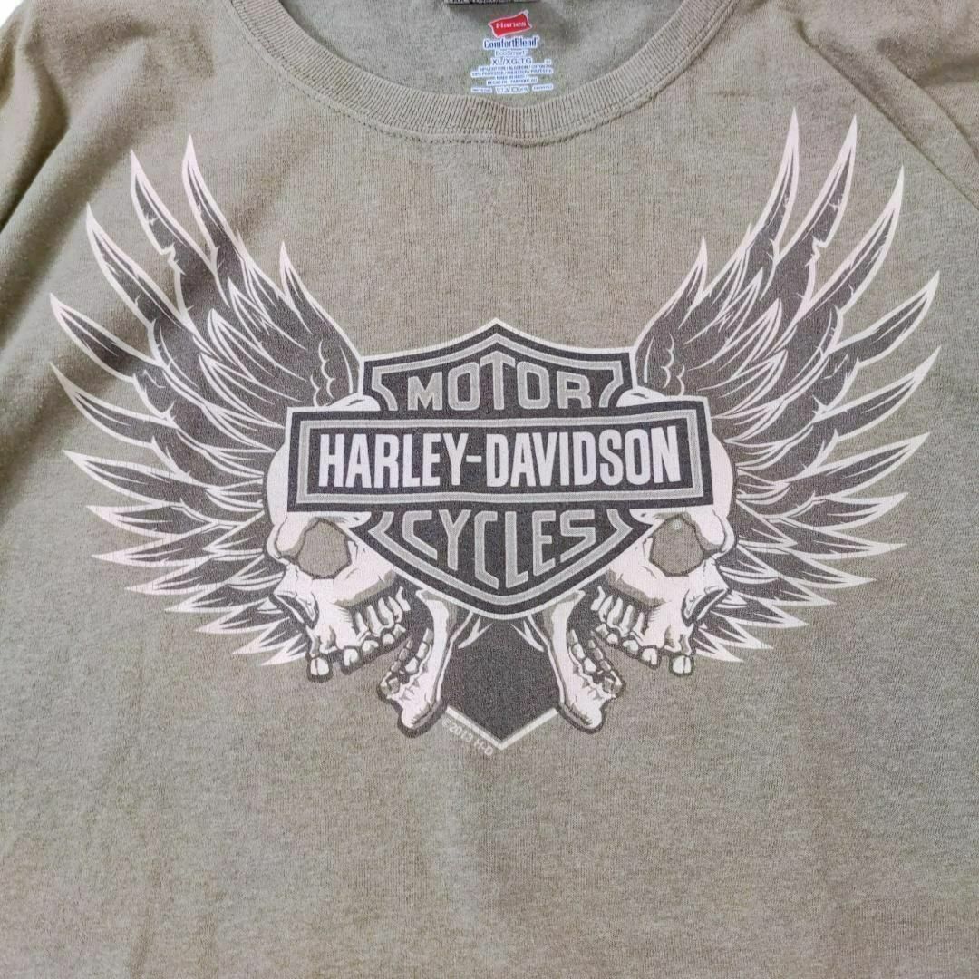 Harley Davidson(ハーレーダビッドソン)のハーレーダビッドソン レア 00s Tシャツ 両面 ビッグプリント スカルロゴ メンズのトップス(Tシャツ/カットソー(七分/長袖))の商品写真