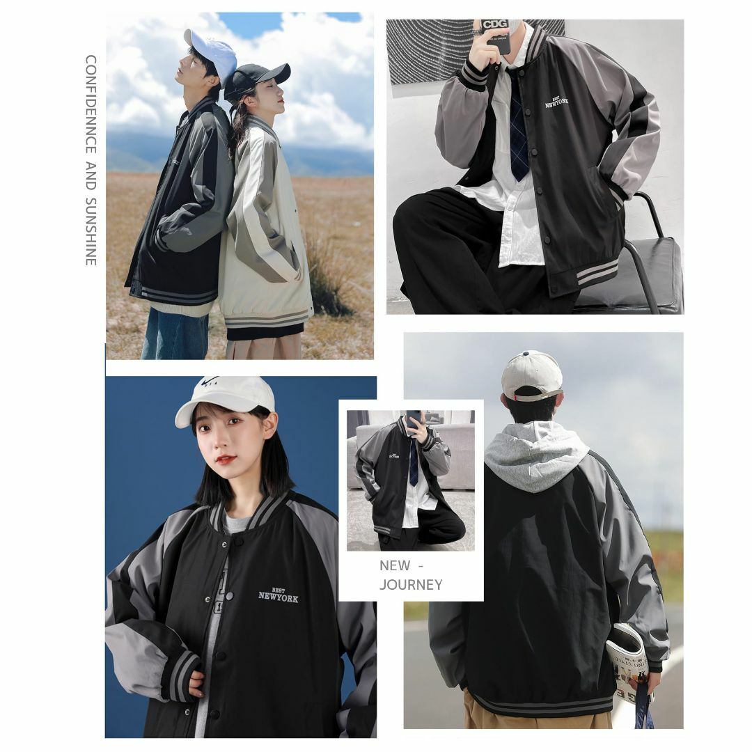 【色: ブラック】[C&CL] スタジャン ブルゾン ジャケット メンズ レディ メンズのファッション小物(その他)の商品写真
