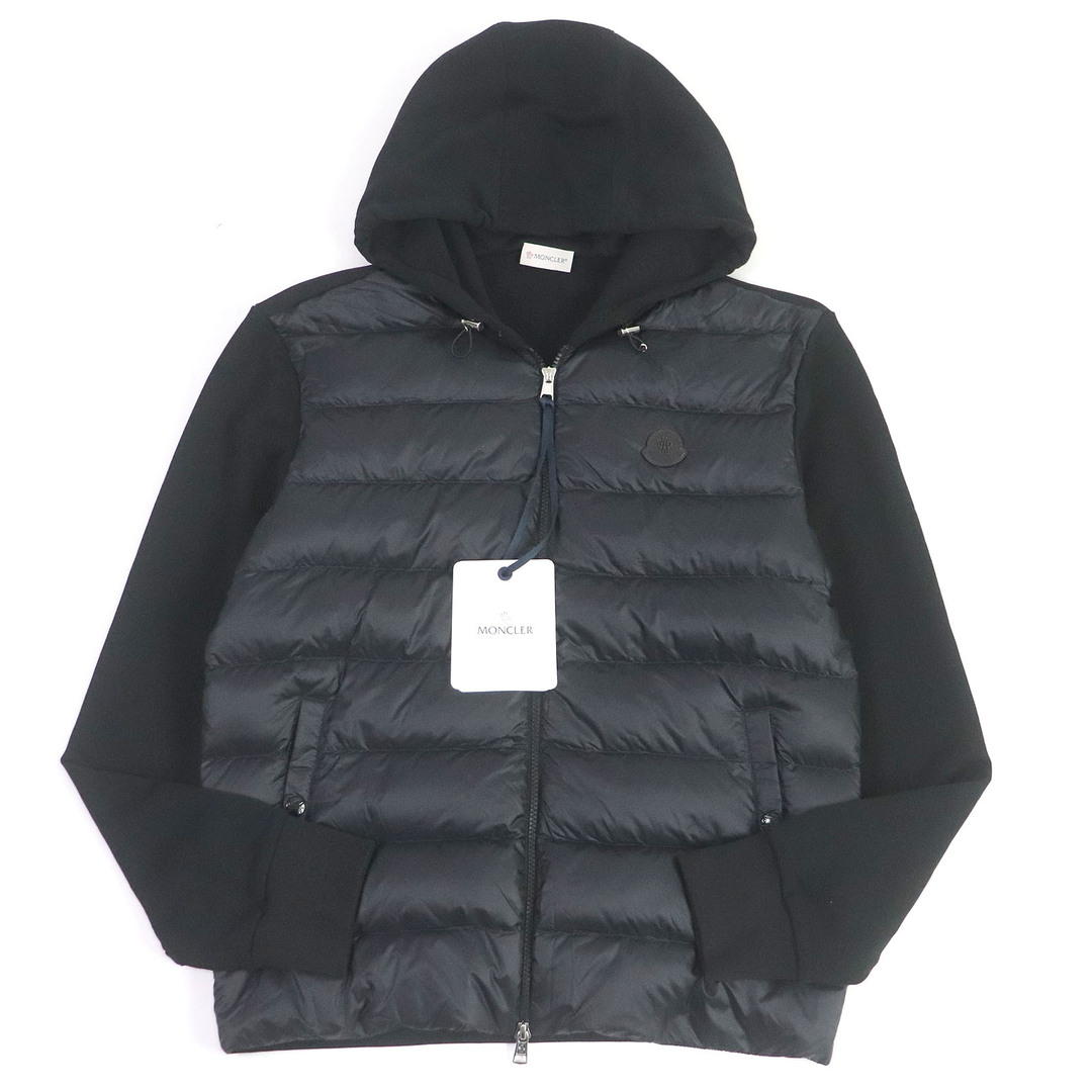 MONCLER(モンクレール)の未使用品□MONCLER モンクレール 2023年製 FELPA APERTA CON CAP ダウン切替 WZIP ジップパーカー ブルゾンジャケット ブラック L ハンガー付き 正規品 メンズ メンズのトップス(パーカー)の商品写真