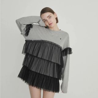 エピヌ(épine)のエピヌ epine  tulle frill long tee gray  (シャツ/ブラウス(長袖/七分))