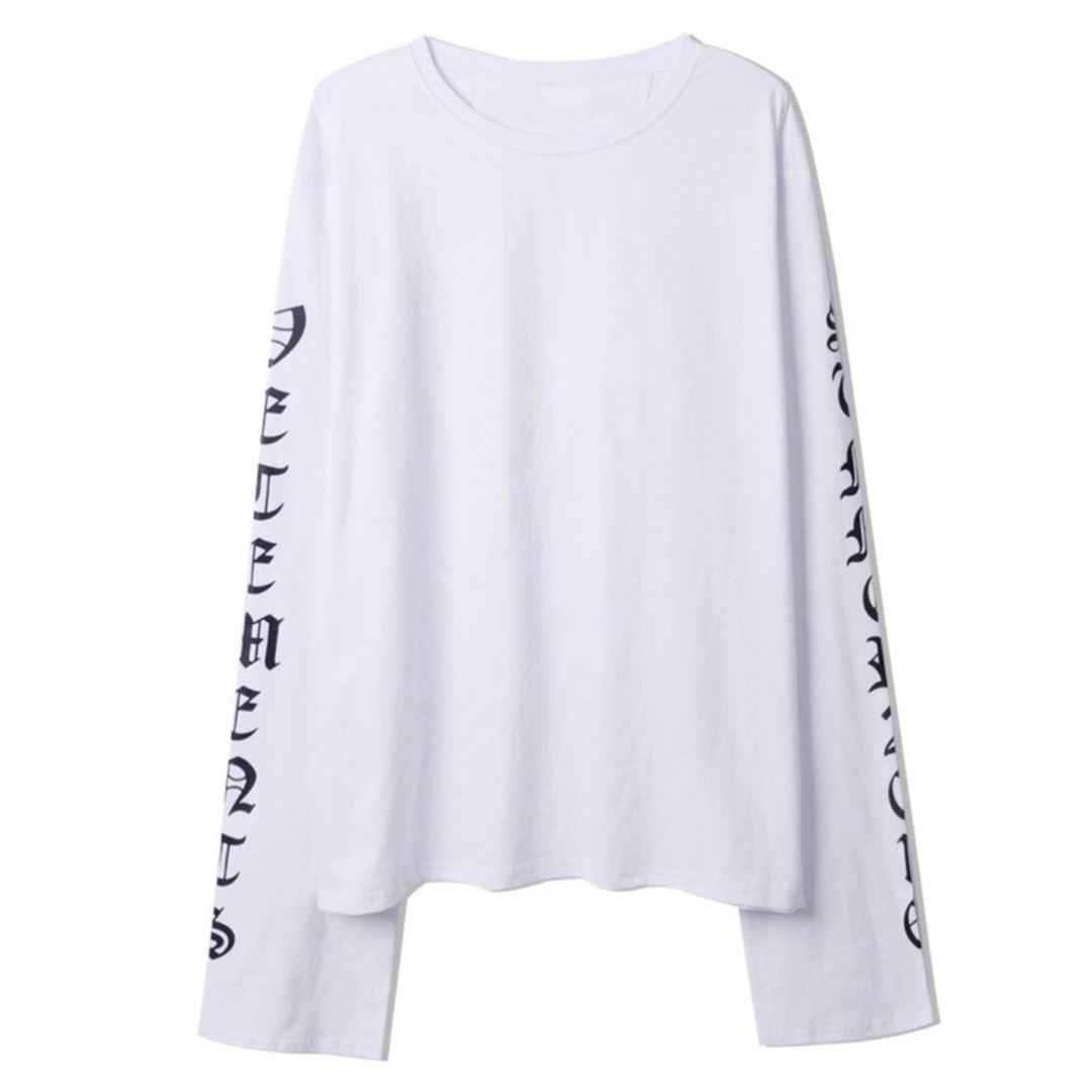 ロンT スケボー ダンス オルチャン 衣装 ストリート 黒 オレンジ 白 L メンズのトップス(Tシャツ/カットソー(七分/長袖))の商品写真