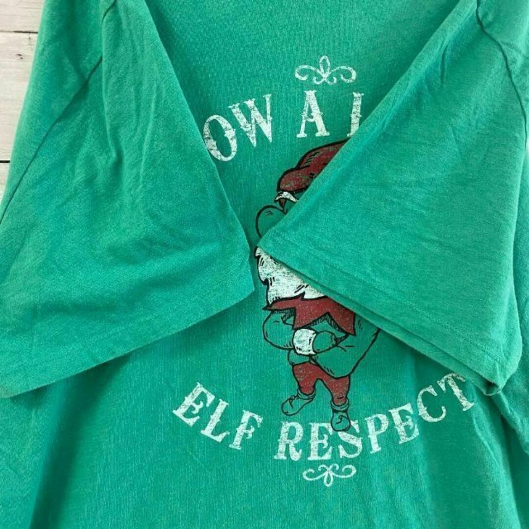 Old Navy(オールドネイビー)のh67 US古着　OLD NAVY　半袖Tシャツ　グリーンElf Respect メンズのトップス(Tシャツ/カットソー(半袖/袖なし))の商品写真