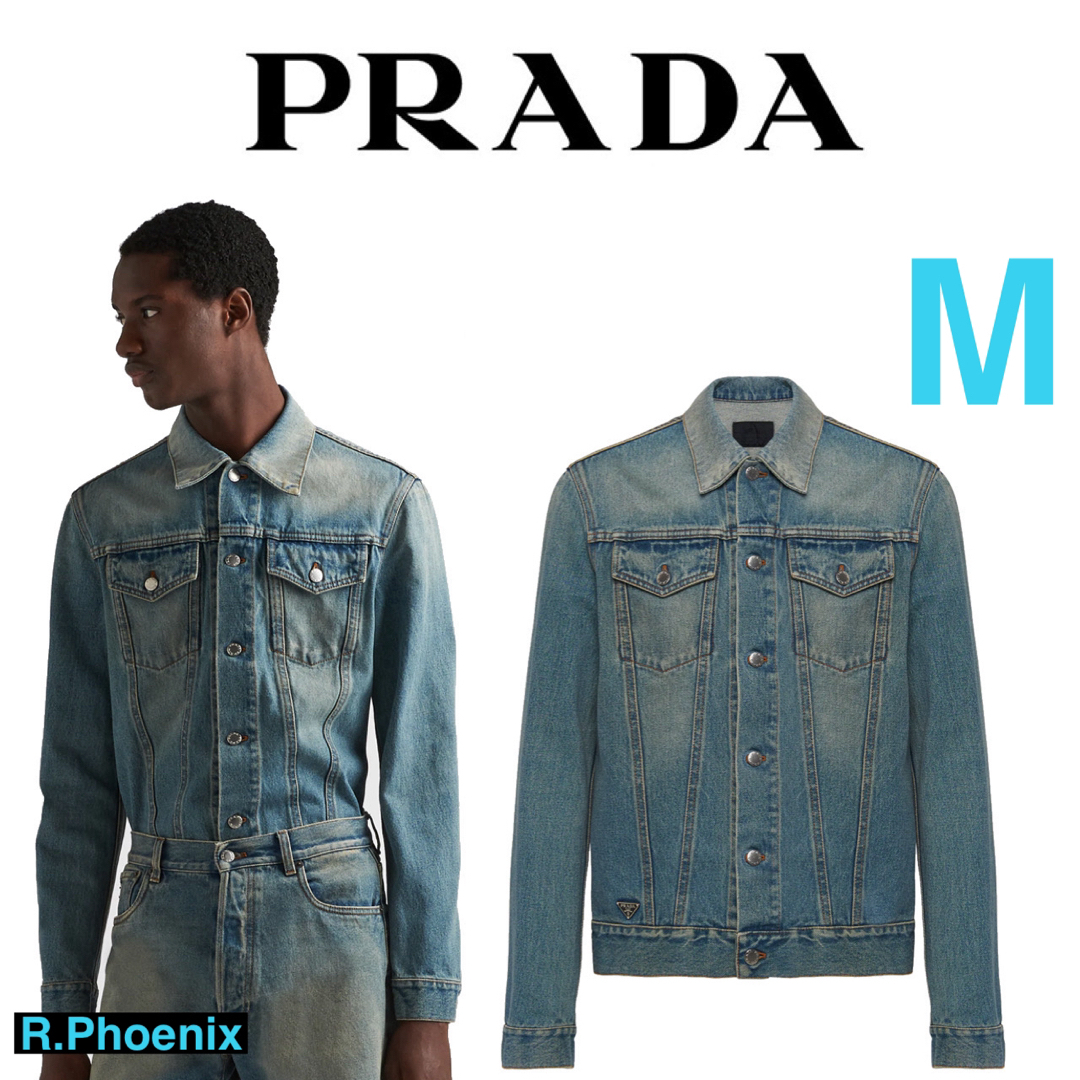 PRADA】Triangle Logo Denim Jacket M PRADA】Triangle Logo Denim Jacket M
