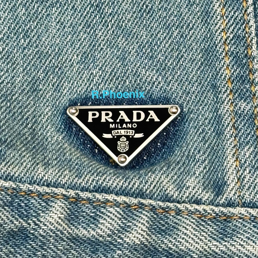 PRADA】Triangle Logo Denim Jacket M PRADA】Triangle Logo Denim Jacket M