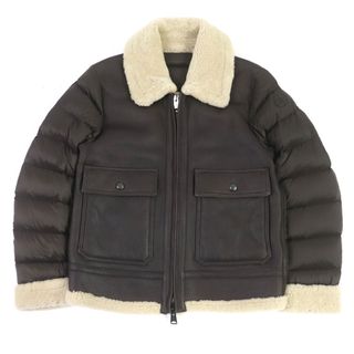 モンクレール(MONCLER)の極美品□MONCLER モンクレール TEMPLON 切り替えデザイン 中綿入り ムートンジャケット レザージャケット ブラウン 2 イタリア製 正規品 メンズ 希少！(レザージャケット)