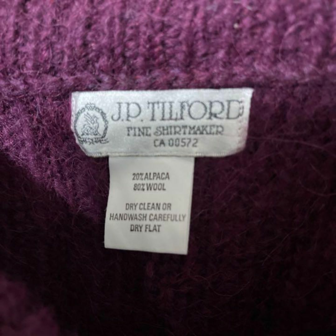 セーター パープル L メンズ 無地 ニット USA古着 90s 長袖 メンズのトップス(ニット/セーター)の商品写真