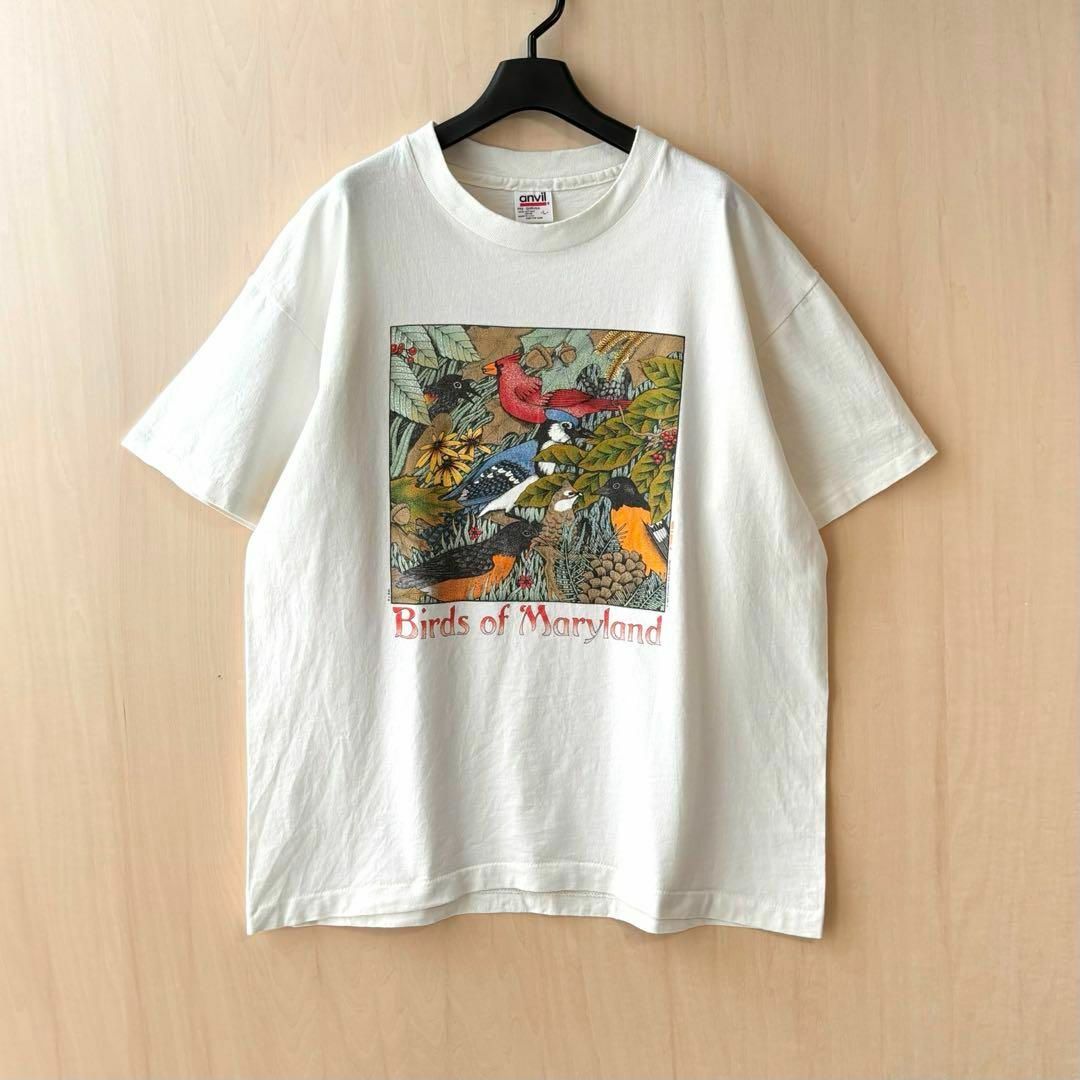 Anvil(アンビル)の90s USA製古着　ヴィンテージ　Tシャツ　鳥　バード　グラフィック　アート メンズのトップス(Tシャツ/カットソー(半袖/袖なし))の商品写真