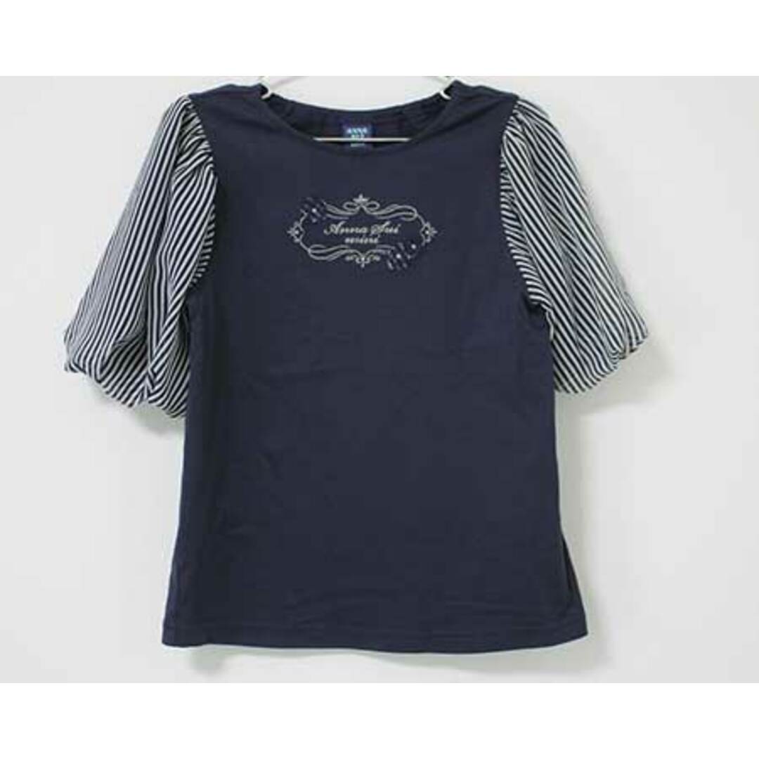 ANNA SUI mini(アナスイミニ)の【夏物 新入荷!】〓アナスイミニ/ANNA SUI mini〓130cm 半袖Tシャツ/半袖カットソー 紺×白 ’22年製【中古】子供服 キッズ kids 女の子  夏 tops 614042 キッズ/ベビー/マタニティのキッズ服女の子用(90cm~)(Tシャツ/カットソー)の商品写真