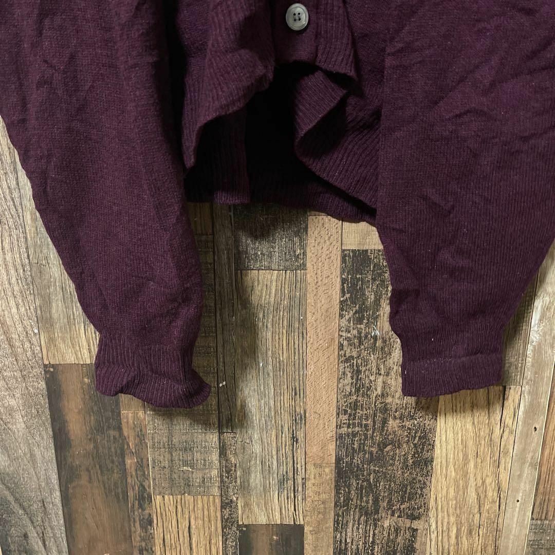 セーター カーディガン メンズ 小豆色 2XL ニット USA古着 90s 長袖 メンズのトップス(ニット/セーター)の商品写真