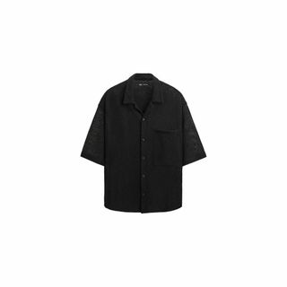 ザラ(ZARA)のZARA MAN リラックスフィット クロシェシャツ ブラック(シャツ)