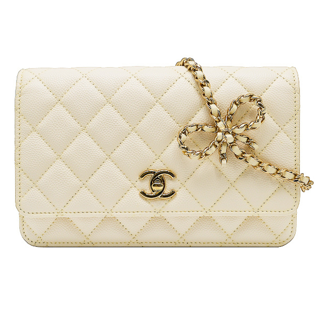 CHANEL(シャネル)のシャネル マトラッセ リボン チェーンウォレット AP3304 新品同様♪ レディースのファッション小物(財布)の商品写真