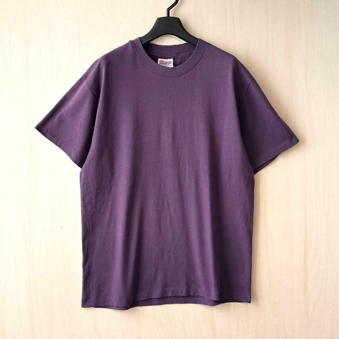 Hanes(ヘインズ)の90sメキシコ製古着　ヴィンテージ　ヘインズ　無地Tシャツ　プレーン　パープル紫 メンズのトップス(Tシャツ/カットソー(半袖/袖なし))の商品写真