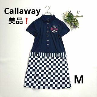 Callaway - 美品❗️キャロウェイ　M 半袖ワンピース　ポロシャツ　ネイビー チェック