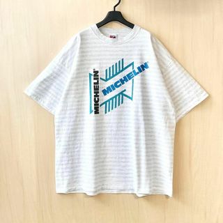 ヴィンテージ(VINTAGE)の90s古着　ヴィンテージ　企業Tシャツ　ミシュランタイヤ　肉厚　ボーダーT ロゴ(Tシャツ/カットソー(半袖/袖なし))