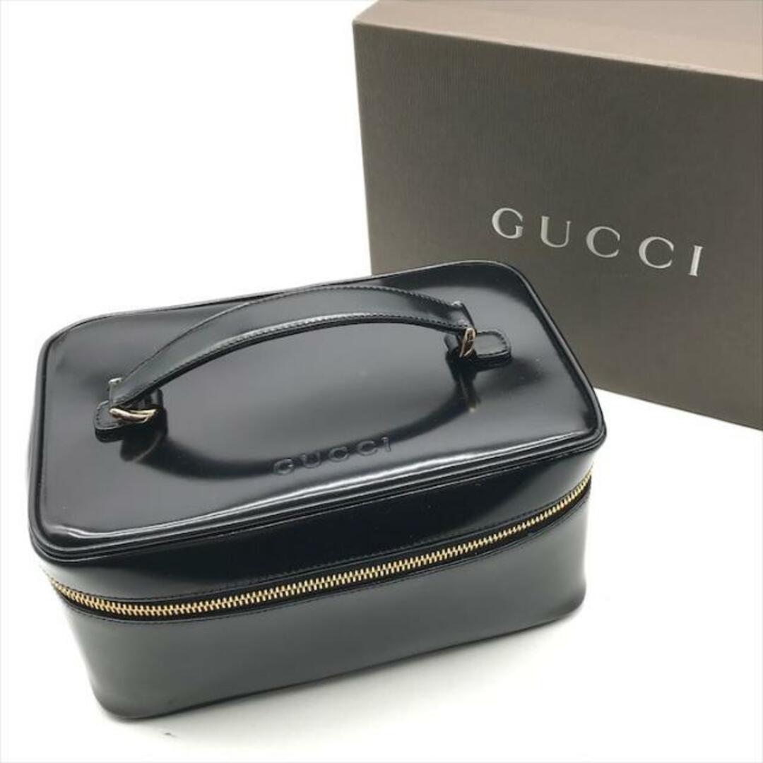 外観美品 GUCCI グッチ バンブー エナメル バニティ ハンド バッグ ポーチ ブラック k1760 | フリマアプリ ラクマ