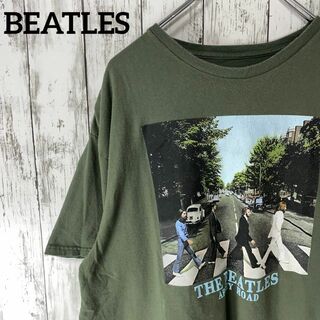 BEATLES USA古着 ビートルズ アビーロード バンドTシャツ XL 緑(Tシャツ/カットソー(半袖/袖なし))