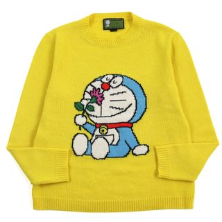 グッチ(Gucci)の極美品○GUCCI グッチ ドラえもん 655654 XKBVZ ウール100% クルーネック ロングスリーブ セーター/ニット イエロー S イタリア製 正規品 レディース(ニット/セーター)