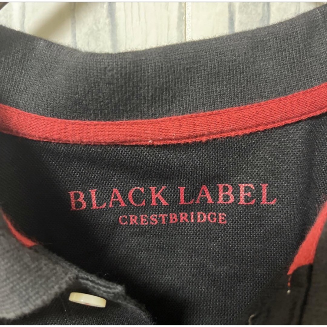 BLACK LABEL CRESTBRIDGE(ブラックレーベルクレストブリッジ)のブラックレーベルクレストブリッジ  刺繍 ポロシャツ 半袖 M ブラック 鹿の子 メンズのトップス(ポロシャツ)の商品写真