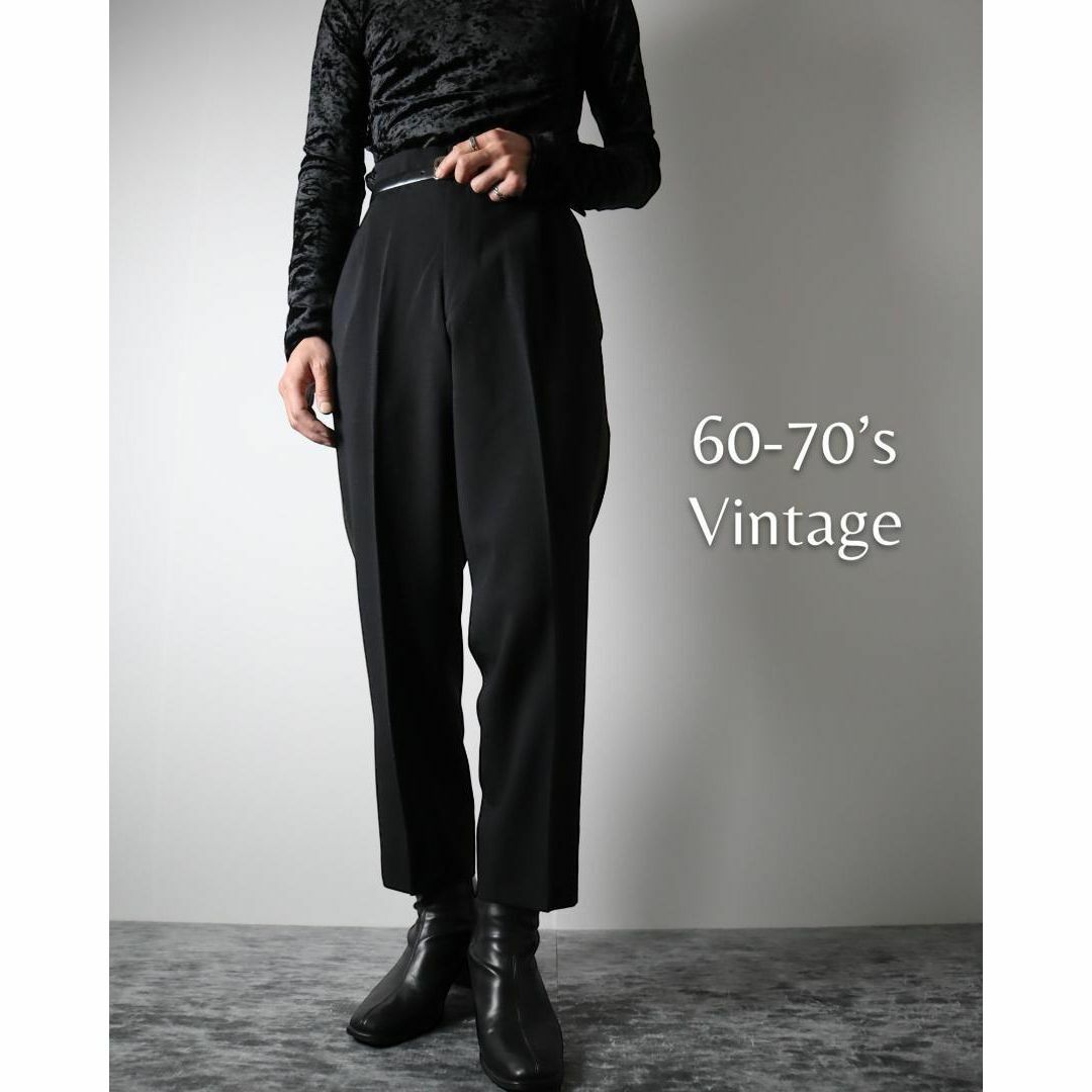 VINTAGE(ヴィンテージ)の60s 70s サイドライン デザイン ワイドテーパード スラックス 黒 W33 メンズのパンツ(スラックス)の商品写真