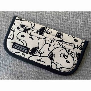 スヌーピー(SNOOPY)のハンドメイド　ぺたんこ財布　スヌーピー　モノクロ　白(財布)