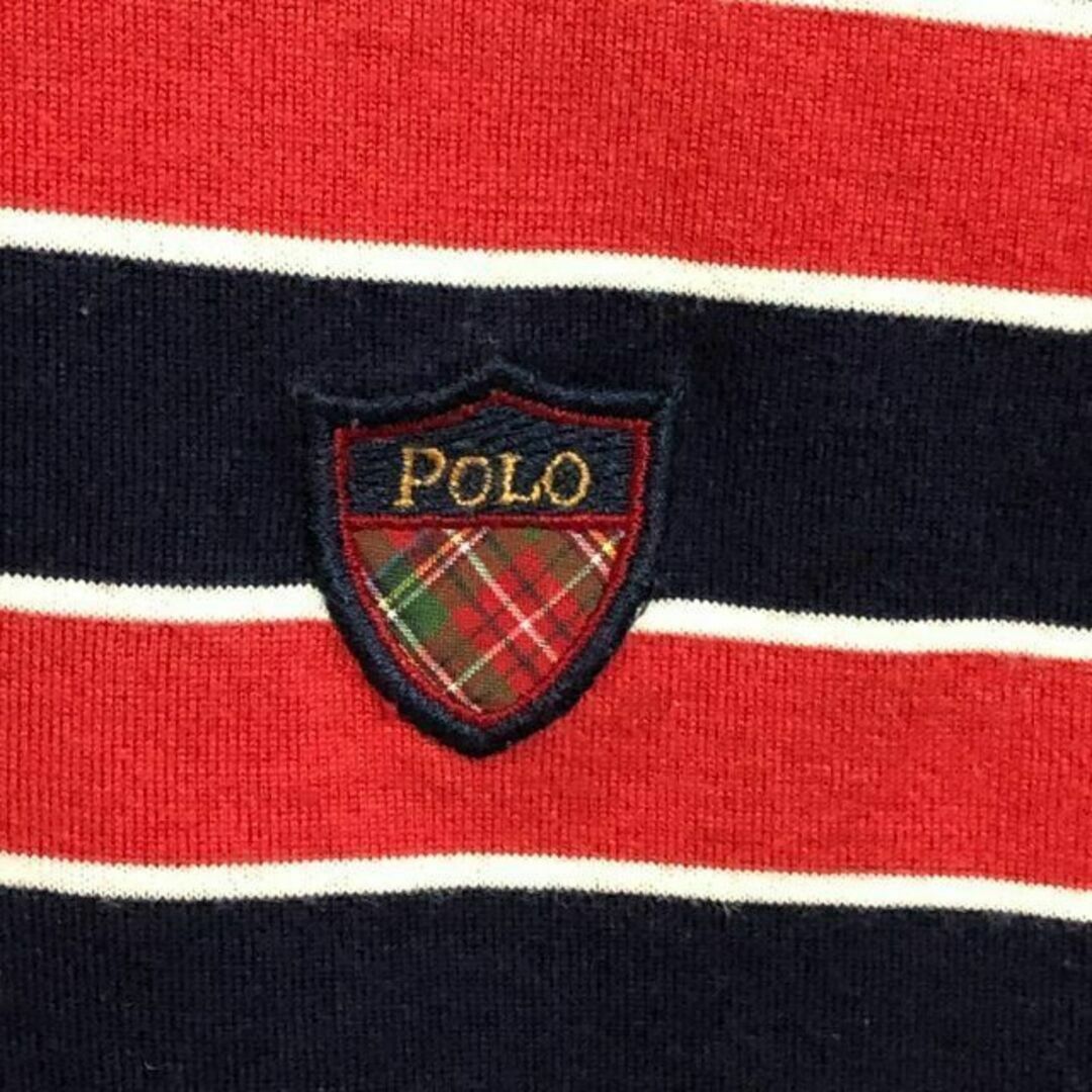 POLO RALPH LAUREN(ポロラルフローレン)のk89 90s ポロラルフローレン　半袖ポロシャツ　ボーダー柄　刺繍ロゴ メンズのトップス(ポロシャツ)の商品写真