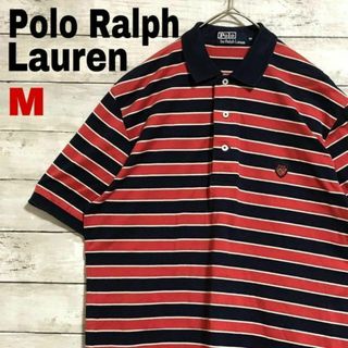 ポロラルフローレン(POLO RALPH LAUREN)のk89 90s ポロラルフローレン　半袖ポロシャツ　ボーダー柄　刺繍ロゴ(ポロシャツ)