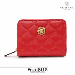 VERSACE - 新品 ヴェルサーチ 二つ折り財布 メデューサ ラウンドファスナー コンパクトウォレット ナッパレザー DPDI167S レッド ゴールド金具