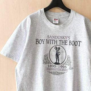 アンビル(Anvil)の90s USA製古着　ヴィンテージ　アンビル　Tシャツ　ブーツを持つ少年　霜降り(Tシャツ/カットソー(半袖/袖なし))