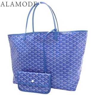 ゴヤール(GOYARD)のGOYARD(ゴヤール) サンルイ GM トートバッグ 肩掛け ショッピングバッグ ヘリンボーン柄 PVCコーティングキャンバス ゴヤールディンキャンバス ブルー青 ホワイト白 シルバー金具 ユニセックス 40802092273【中古】【アラモード】(トートバッグ)