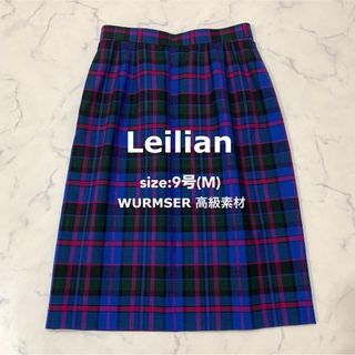 レリアン(leilian)の【美品】Leilian レリアン チェック柄 タイトスカート 膝丈 高級素材 9(ひざ丈スカート)