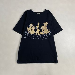 【半袖Tシャツ　プリントデザイン　犬　黒】(Tシャツ(半袖/袖なし))