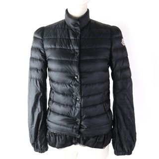 美品△MONCLER S モンクレール Sacai サカイ 53048 SAKI サキ 裾フリルデザイン ロゴパッチ付き ダウンジャケット ブラック 00 国内正規品 レディース