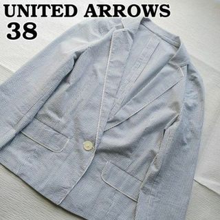 ユナイテッドアローズ(UNITED ARROWS)のユナイテッドアローズ　春夏　シアーサッカー　七分袖　テーラードジャケット　青　M(テーラードジャケット)