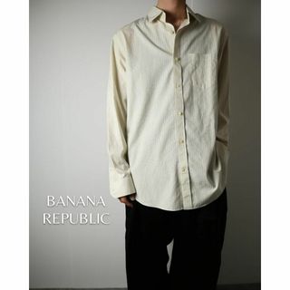 Banana Republic - バナナリパブリック ノベルティストライプ コットン 長袖シャツ ペールイエロー