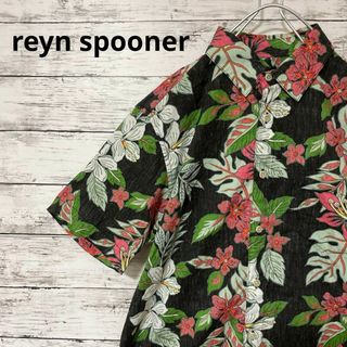 レインスプーナー(Reyn Spooner)のreyn spooner アロハシャツ 半袖シャツハイビスカス 黒 夏 ハワイ(シャツ)