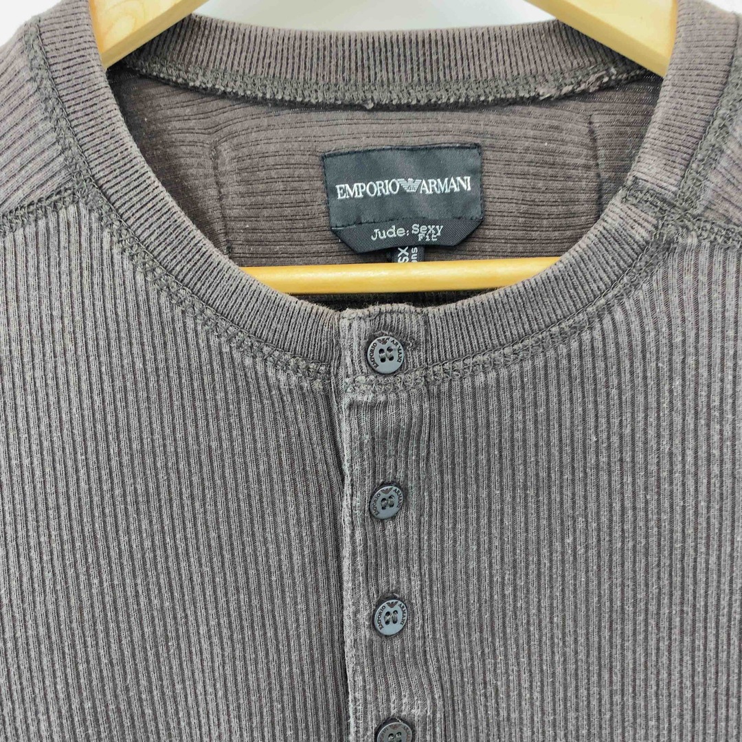 Emporio Armani(エンポリオアルマーニ)のEMPORIO ARMANI エンポリオアルマーニ レディース Tシャツ（長袖）リブカットソー ブラウン コットン レディースのトップス(Tシャツ(長袖/七分))の商品写真