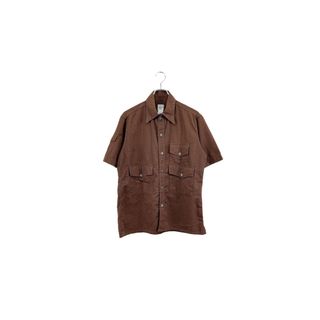 Made in USA POST O'ALLS blown shirt ポストオーバーオール 半袖シャツ サイズM ブラウン ヴィンテージ ネ(シャツ)