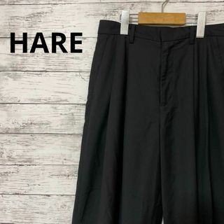 ハレ(HARE)のHARE 2タックワイドスラックス ワイドパンツ タック入り 黒 人気 お洒落(スラックス)