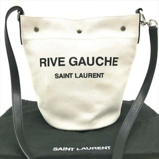 サンローラン(Saint Laurent)の良品 SAINT LAURENT サンローラン リヴゴーシュ キャンバス レザー ショルダー バッグ ブラック ホワイト 669299 k1853(ショルダーバッグ)