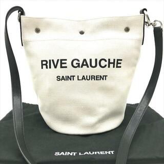 Saint Laurent - 良品 SAINT LAURENT サンローラン リヴゴーシュ キャンバス レザー ショルダー バッグ ブラック ホワイト 669299 k1853