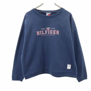 トミーヒルフィガー(TOMMY HILFIGER)のトミーヒルフィガー プリント 長袖 スウェット M ネイビー TOMMY HILFIGER メンズ 古着 【240418】(スウェット)