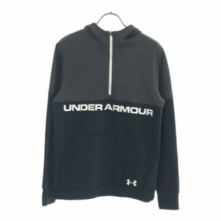 アンダーアーマー(UNDER ARMOUR)のアンダーアーマー 長袖 ハーフジップ スウェットパーカー YXL ブラック×グレー UNDER ARMOUR プルオーバー トレーナー キッズ 古着 【240418】(その他)