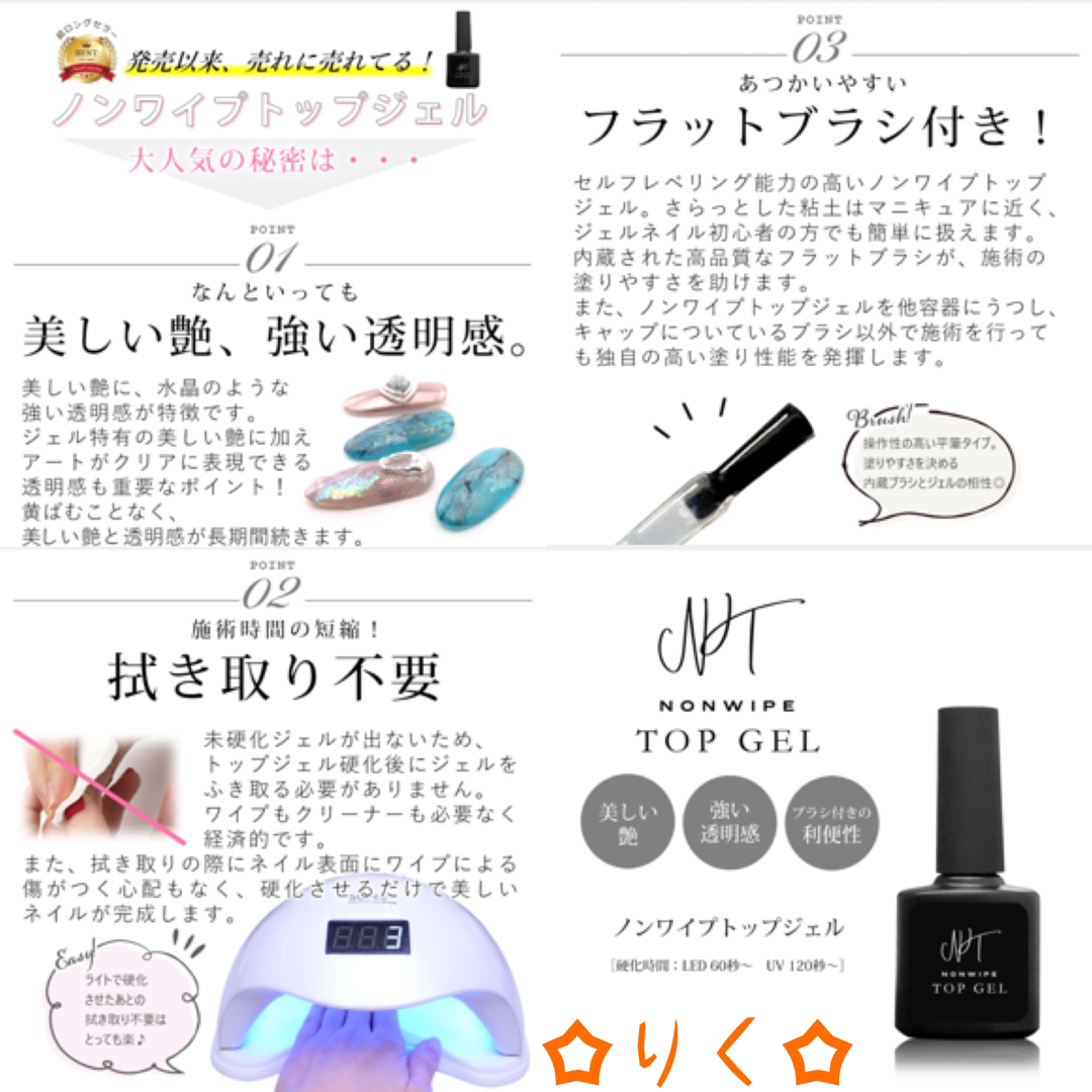 ❣️SALE❣️ 【高品質 ノンワイプトップジェル15ml】最上級の艶 コスメ/美容のネイル(ネイルトップコート/ベースコート)の商品写真