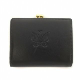 ハナエモリ(HANAE MORI)のハナエモリ HANAE MORI 二つ折り財布 がま口 蝶 レザー 黒(財布)