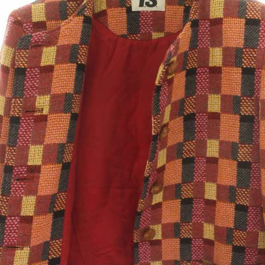 ISSEY MIYAKE(イッセイミヤケ)のイッセイミヤケ ISタグ 80s ノーカラージャケット タイトスカート 9 赤 レディースのジャケット/アウター(その他)の商品写真