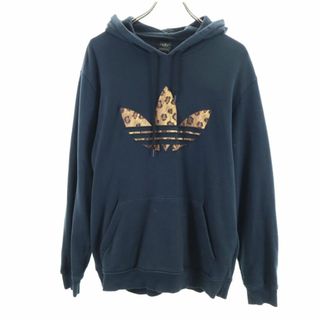 アディダス(adidas)のアディダス トレフォイルロゴ 長袖 スウェットパーカー O 黒 adidas メンズ 古着 【240418】(パーカー)